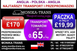 Monika-Trans Najtańszy Transport i Przeprowadzki w UK-PL