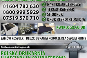 kwiklogo.co.uk - nadruki na koszulki, bluzy robocze, ubrania z logo, dtg haft z logo firmy