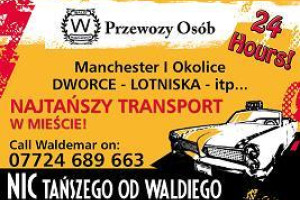 "WALDI"-7 i 9-osobowy Transport Na Lotniska - Manchester i Całe U.K-07724689663.