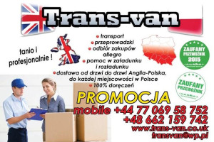 Transport Polska-Anglia TRANS-VAN paczki przeprowadzki