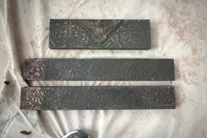 Unikatowa Antyczna Tabliczka Drzwiowa – Arts & Crafts – Miedź i Drewno – Stan Gabinetowy